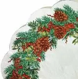 Салфетки бумажные круглые RONDO Новогодний венок-3, d-32см, 3 слоя, 12л