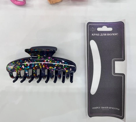 Заколка - краб для волос "AKS - VIENTO", микс 6 цветов, классика, 9,5*3,5см 