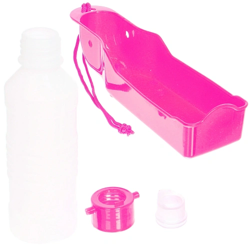 Поилка портативная прогулочная ЛЮБИМЫЙ БРО, цвет розовый, 20см 250мл _3