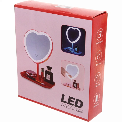 Зеркало настольное с подсветкой на подставке Mary Touch - Heart, цвет розовый, USB, 2029см_14