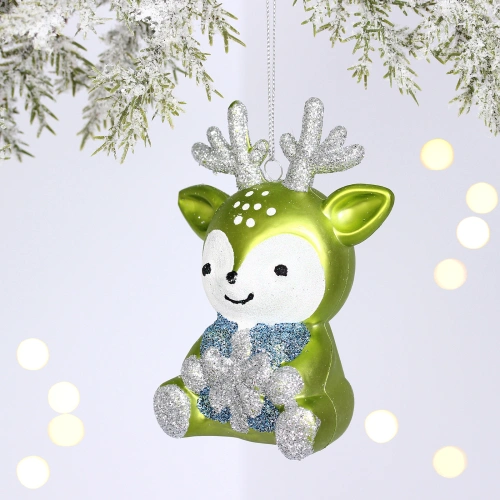 Ёлочная игрушка "Весёлый оленёнок" 8*5.5*11.5 см, Салатовый