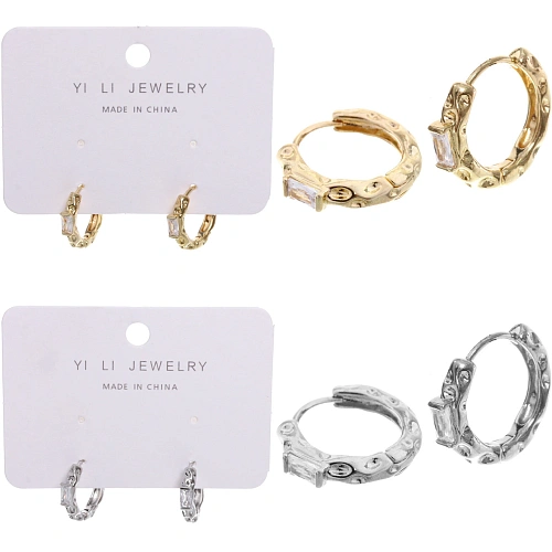 Серьги из гиппоалергенного металла со стразами "ПАЛУМНА", кольца, цвет золото и серебро, 2,5-dсм