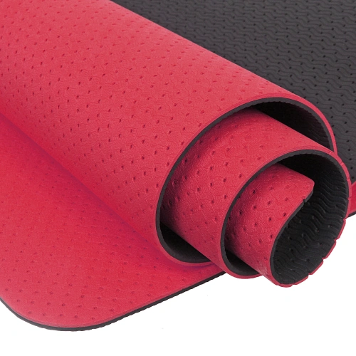 Коврик для йоги 6 мм 183х61 см Sports time перфорированный (ТРЕ), розовыйсерый_4