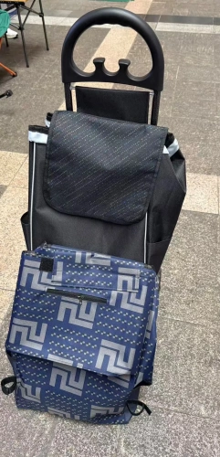 Тележка хозяйственная с сумкой (96*26*36см, колеса 15.5см,груз. до 30 кг.) синяя DC307GG