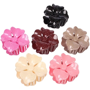 Заколка - краб для волос "AKS - SALVATORE", микс 6 цветов, нежный цветок, 6,5*6,5см 