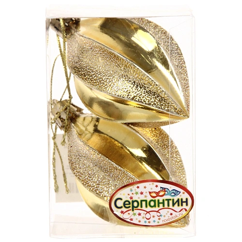 Ёлочные игрушки Таинственное очарование Капля 8 см (набор 2шт), золото_7