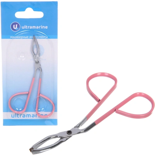 Пинцет - ножницы для бровей из нержавеющей стали на блистере "Ultramarine - Bon Kapriz", цвет металл/розовый, 8,5*5,3см