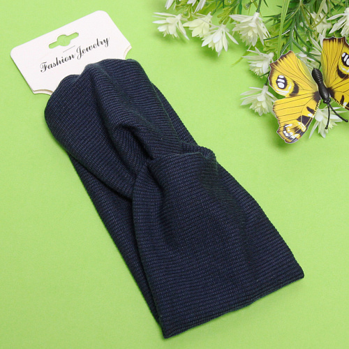 Повязка на голову широкая Beauty, цвет синий, 17,59,5см_3