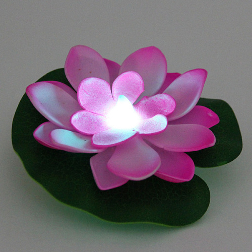Растение водоплавающее Кувшинка d-10см с подсветкой от контакта с водой, розовый_8