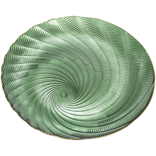 Тарелка стеклянная "Фьюжн" 32см изумрудный перламутр