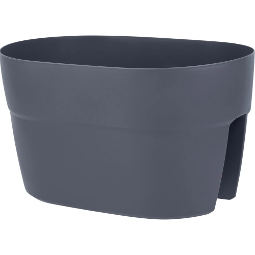 Ящик балконный пластиковый 12л 40*26*22 Villa de Fiori двусторонний с фиксаторами вулканический серый