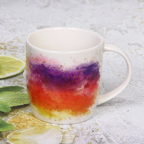 Кружка керамическая 330мл Краски, микс цветов, белая_6