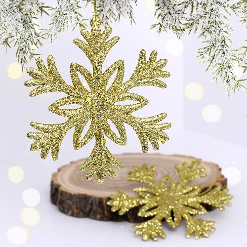 Подвеска "Снежное волшебство" 10 см (набор 2 шт), золото