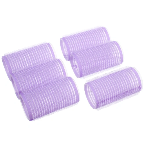 Бигуди липучки, 6шт., однотонные, фиолетовый, d-3см