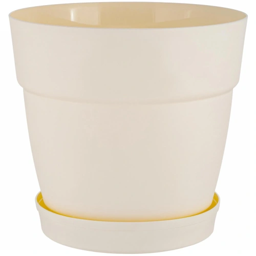 Горшок для цветов пластиковый 1,1л d-13см "Villa de Fiori" с фиксируемым поддоном, белоснежный жасмин