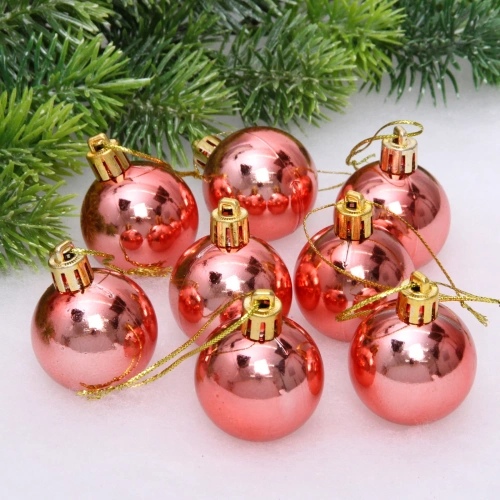 Новогодние шары 4 см (набор 24 шт) "Глянец", розовое золото