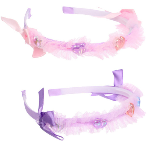 Ободок для волос детский "БАМБИ БУМ", сердечки, цвет розовый, лавандовый и голубой, 1.5см