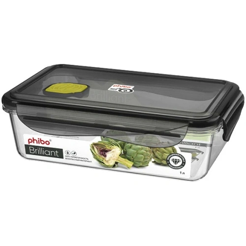 Контейнер для продуктов с клапаном 1л прямоугольный "BRILLIANT" черный 431179413