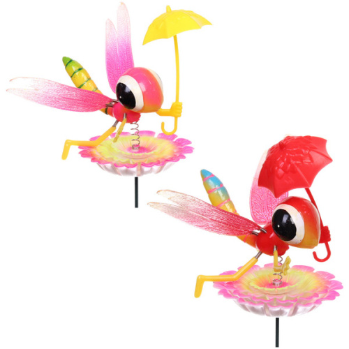 Фигура на спице "Стрекоза на цветке" 60 см (фигура 17*7 см) для отпугивания птиц, микс