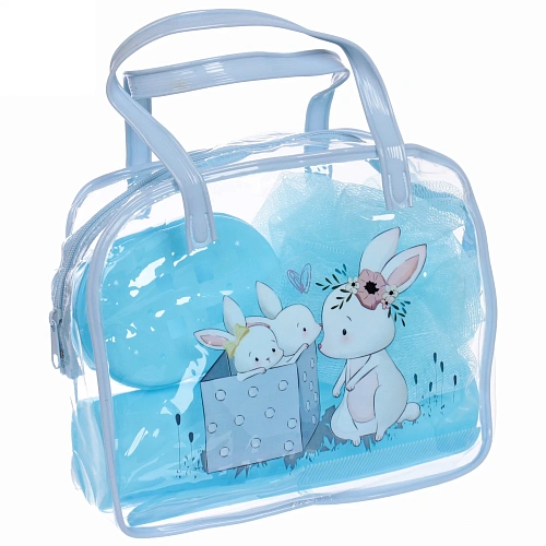 Набор банный дорожный 4шт Bon voyage - Nice family, (мочалка, футляр 2шт, расческа), микс 3 цвета, 20167 см_5