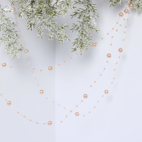 Бусы на ёлку 2м "Роса" d-7,5мм, Розовое золото