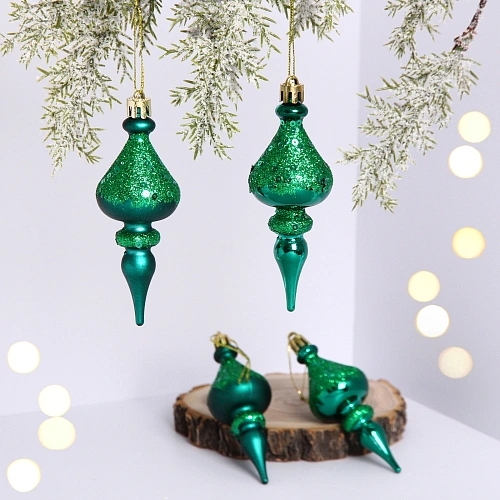 Елочные украшения "Glamour" 10 см (набор 4 шт), Изумруд