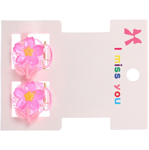 Заколки – крабы детские для волос 2шт на блистере «МАРЦИПАН»,Цветок, 1,2см