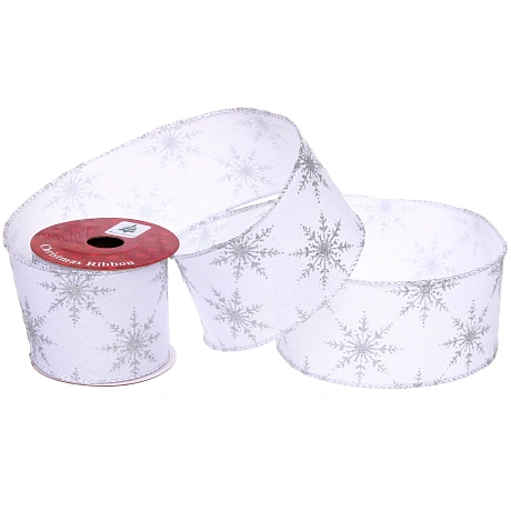 Лента для декорирования "Снежинка" 6,3 см, 2,7 м, Серебро