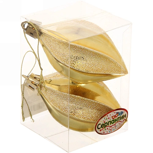 Ёлочные игрушки Таинственное очарование Капля 8 см (набор 2шт), золото_6