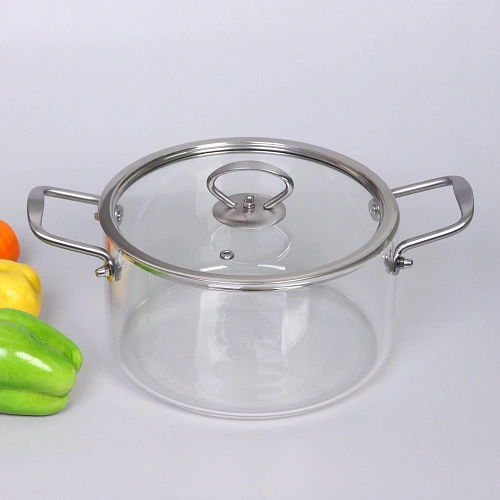 Кастрюля из боросиликатного стекла 2,5л Хай-Тек с металлическими ручками_16