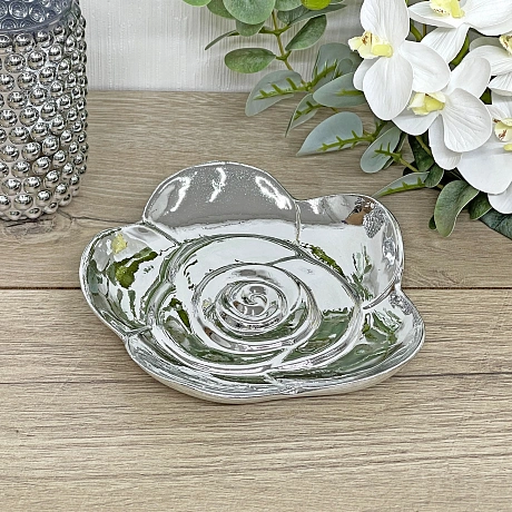 Подставка керамическая "GOLD Podarok", пион, цвет серебро, 17*17см (упаковка индив. пленка)