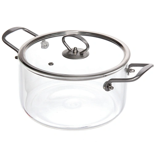 Кастрюля из боросиликатного стекла 2,5л Хай-Тек с металлическими ручками_10