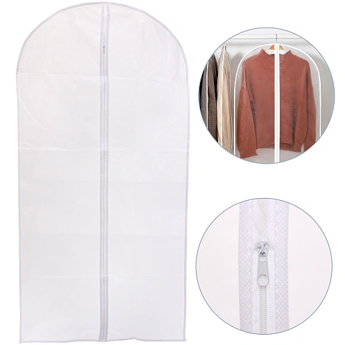 Чехол для одежды "ИДЕЯДОМА", цвет белый / прозрачный, 60*120см (пакет)