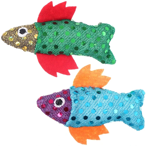 Игрушка - рыбка для кошек в наборе 2шт "ИГРУЛИК", цвет синий и желтый, 9,5*3см