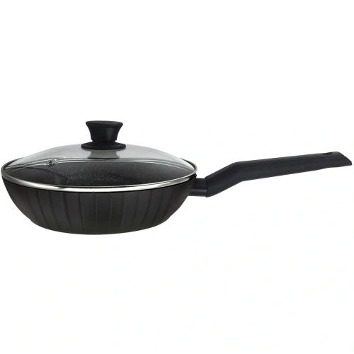 Сковорода 26см "Terra" со стеклянной крышкой, индукционная JTr-126-11