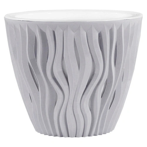 Кашпо для цветов пластиковое 5,7л d-23.5 см "Вдохновение" Серый жемчуг
