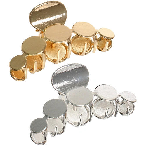 Заколка - краб для волос на блистере "PREMIUM", сефора, цвет серебро и золото, 6см