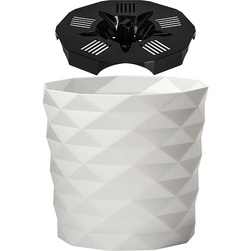 Кашпо для цветов пластиковое 3л d-17,7см Диамант Белый_5