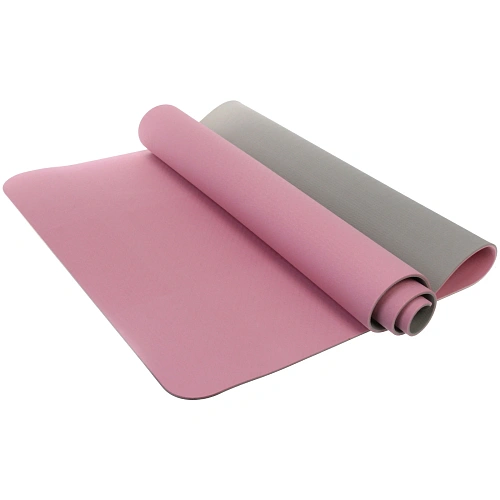 Коврик для йоги 6 мм 183х80 см Энергия 2х сторонний TPE, розовыйсерый_3