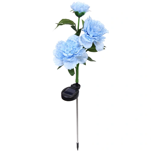 Светильник на солнбатарее (фигура на спице с подсветкой) Великолепная роза 73 см, Голубой (свечение белое)_3