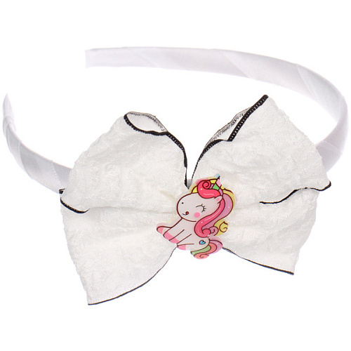 Ободок для волос детский на блистере РОЗОВОЕ ОБЛАКО, единорожек, микс 6 цветов, 1см_3