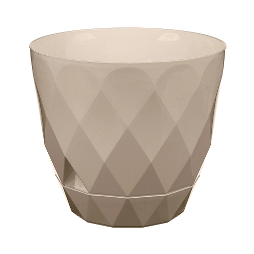 Горшок для цветов пластиковый 2,3л d-17,5см "Laurel" с поддоном бежевый