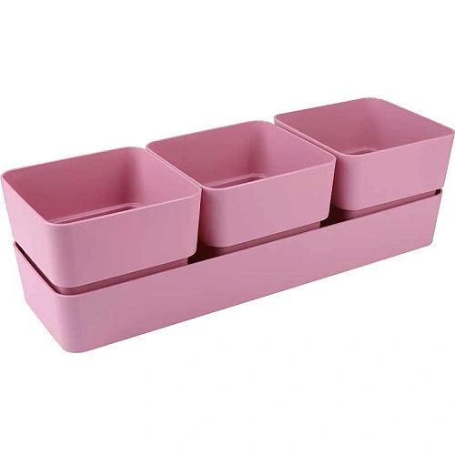 Кашпо для цветов пластиковое 0,45л 29,2*9,6см "Фиори" Трио пунш