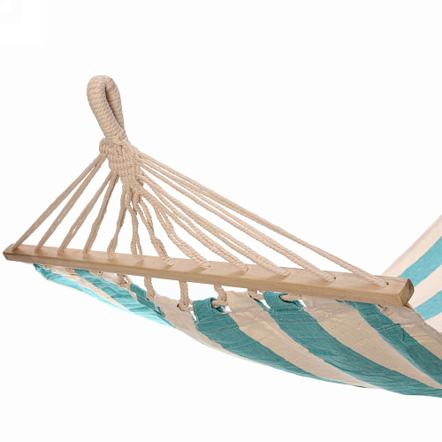 Гамак 20080см Райское наслаждение хб с деревянной перекладиной,цвет зеленыйбелый _4