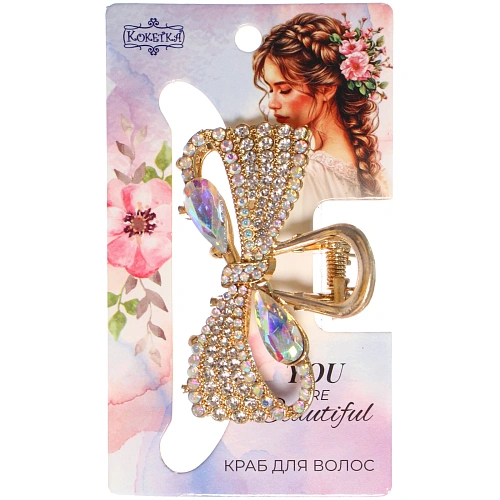 Заколка - краб для волос на блистере LAVITA, бантик, цвет серебро и золото, 5,83,3см_8