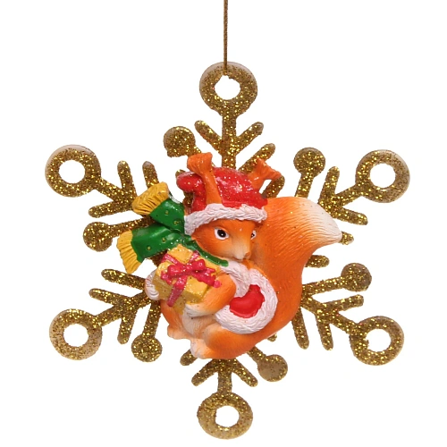 Украшение подвесное "Белочка в снежинке" 11x1,5x11 см (арт.75633)