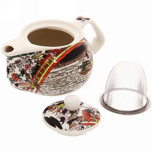 Чайник заварочный керамический 200мл с ситом Деревня_7