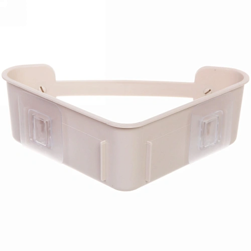 Полка для ванны угловая с липким слоем Стайл, бежевая 26х19х7,5см_3