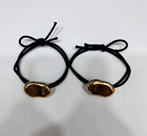 Резинка для волос в наборе 2шт "DesignPRO", цвет черный / золото , 2,5*1,5см