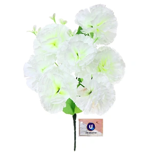 Искусственные цветы "Букет Гвоздик" 34см 7цветков белые
